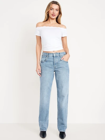Mid-Rise Slouchy Straight Jeans