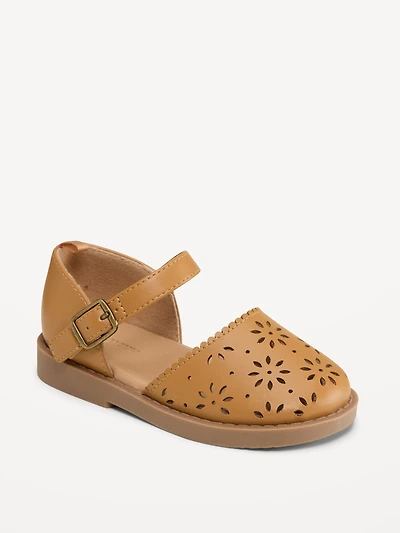 Faux-Leather Chunky Ballet Sandals for Toddler Girls