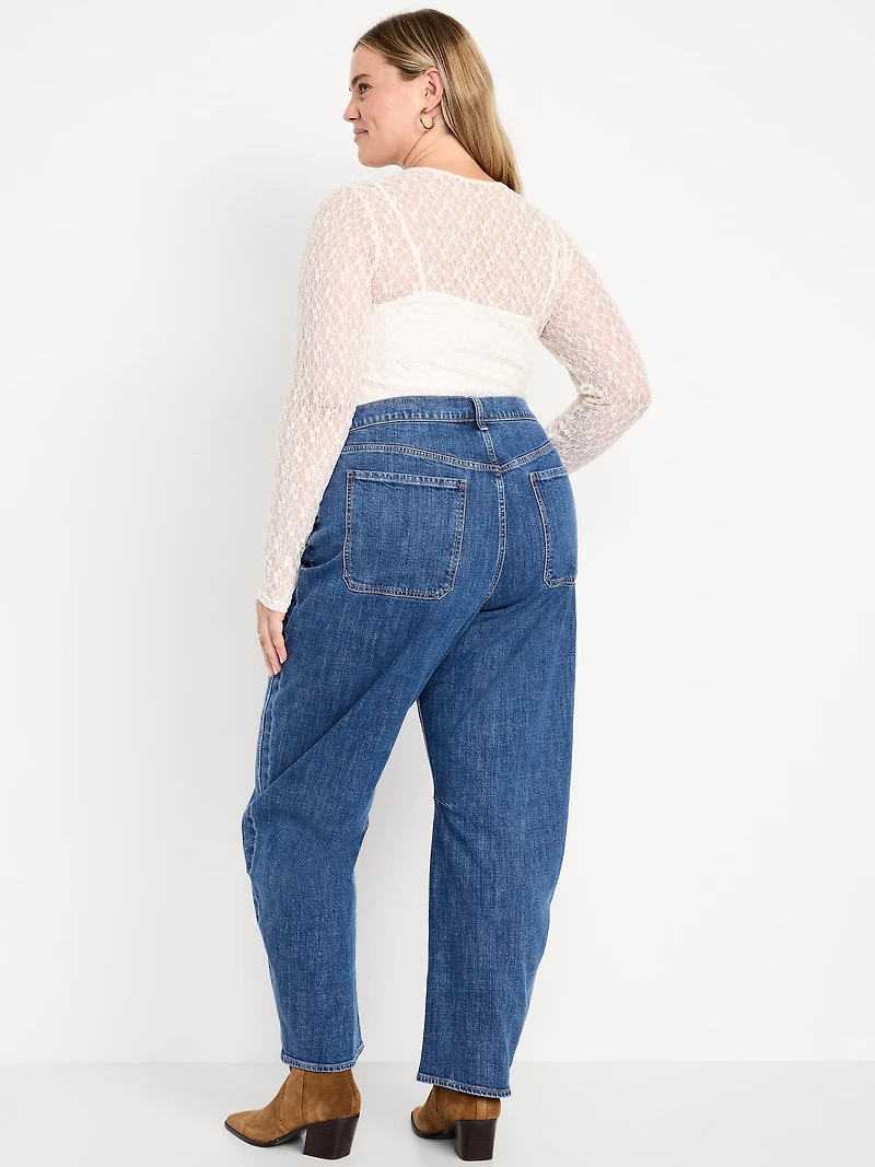 High-Waisted Baggy Barrel Utility Jeans