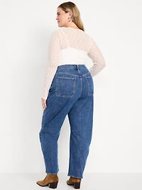High-Waisted Baggy Barrel Utility Jeans