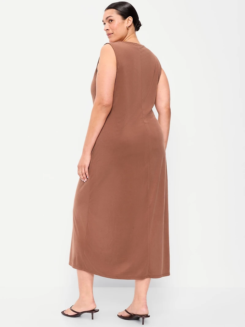 Sleeveless Draped Midi Dress