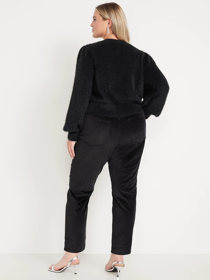 High-Waisted Velvet OG Straight Ankle Pants