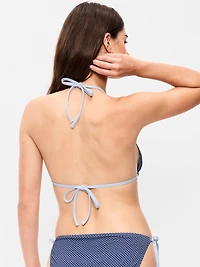 Pique Triangle String Bikini Swim Top