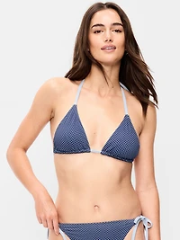 Pique Triangle String Bikini Swim Top