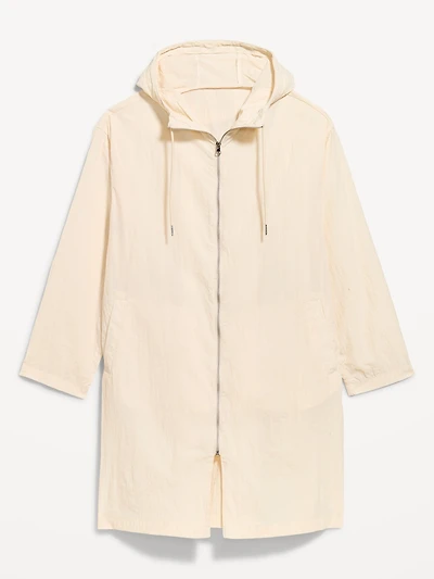 Loose-Fit Hooded Trench Coat