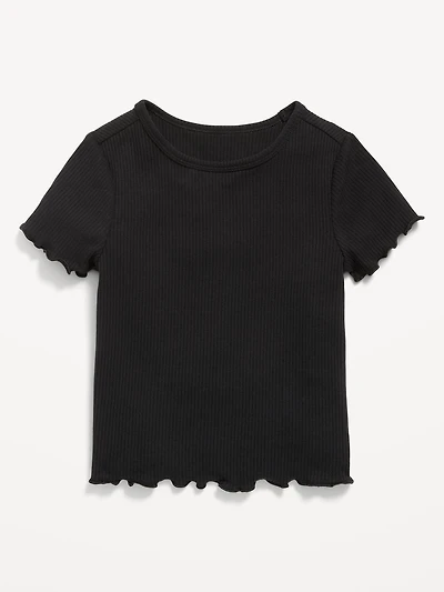 Short-Sleeve Lettuce-Edge T-Shirt for Toddler Girls
