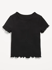 Short-Sleeve Lettuce-Edge T-Shirt for Toddler Girls