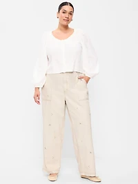 High-Waisted Straight Ankle Pants