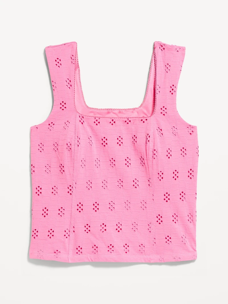 Seamed-Bodice Eyelet Tank Top
