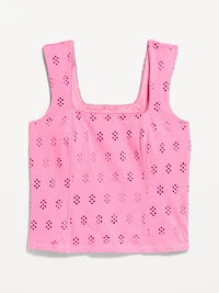 Seamed-Bodice Eyelet Tank Top