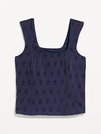 Seamed-Bodice Eyelet Tank Top