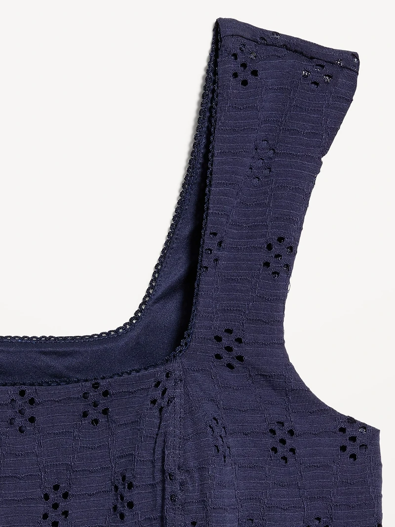 Seamed-Bodice Eyelet Tank Top