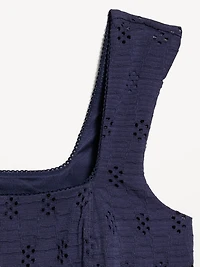 Seamed-Bodice Eyelet Tank Top