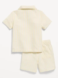 Short-Sleeve Textured Shirt and Shorts Set for Toddler Boys