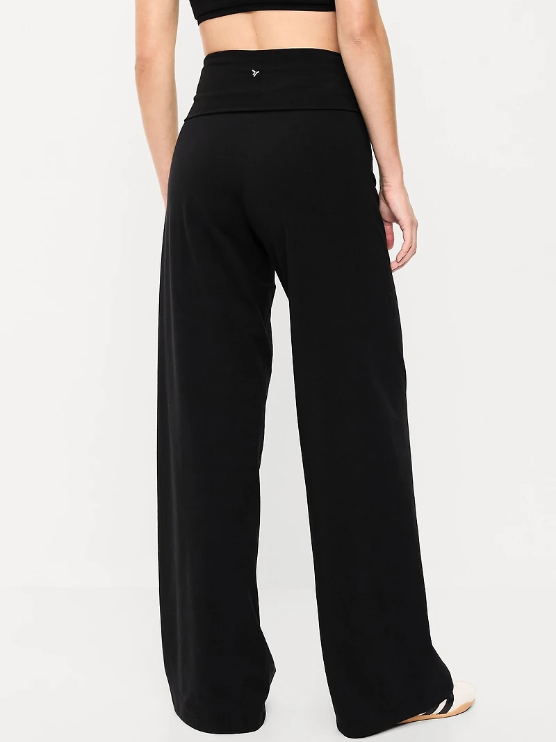 High-Waisted PowerChill Fold-Over Wide-Leg Pants