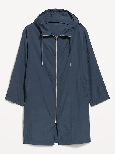 Loose-Fit Hooded Trench Coat