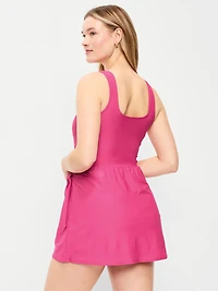 Matte Side-Tie Swim Dress
