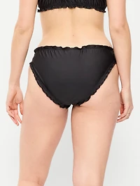 Mid-Rise Ruffle Trim Swim Bottoms