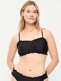 Pique Scoop-Neck Ruffle Swim Top