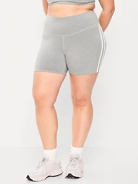 High-Waisted PowerChill Side-Stripe Biker Shorts - 5-inch inseam