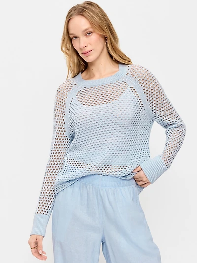 Open-Knit Raglan Sweater