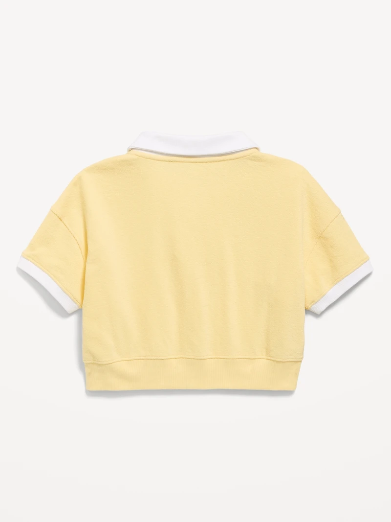 Short-Sleeve Cropped Retro Terry Polo for Girls