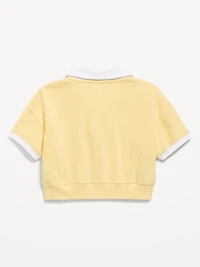 Short-Sleeve Cropped Retro Terry Polo for Girls