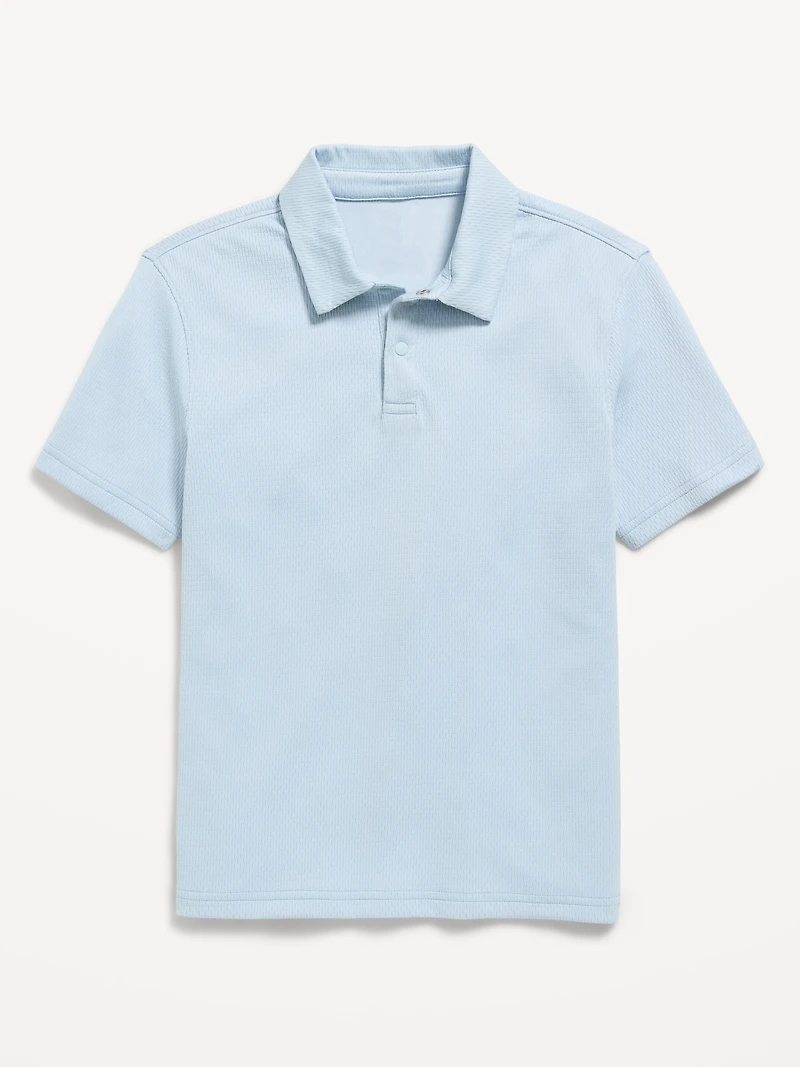 Short-Sleeve Textured Mesh Polo Shirt for Boys