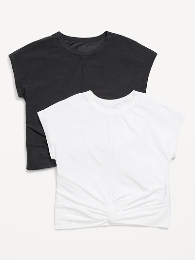 CloudMotion Short-Sleeve Front-Knot 2-Pack T-Shirt for Girls