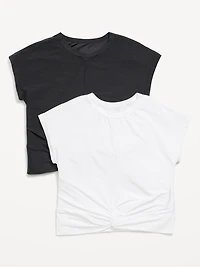 CloudMotion Short-Sleeve Front-Knot 2-Pack T-Shirt for Girls