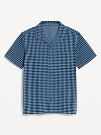 Short-Sleeve Textured Jacquard Camp Shirt
