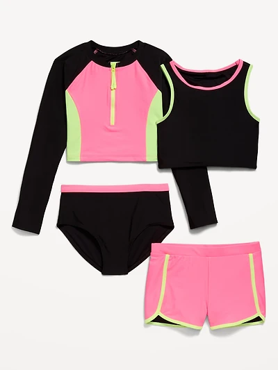 Zip Rashguard Swim 4-Piece for Girls