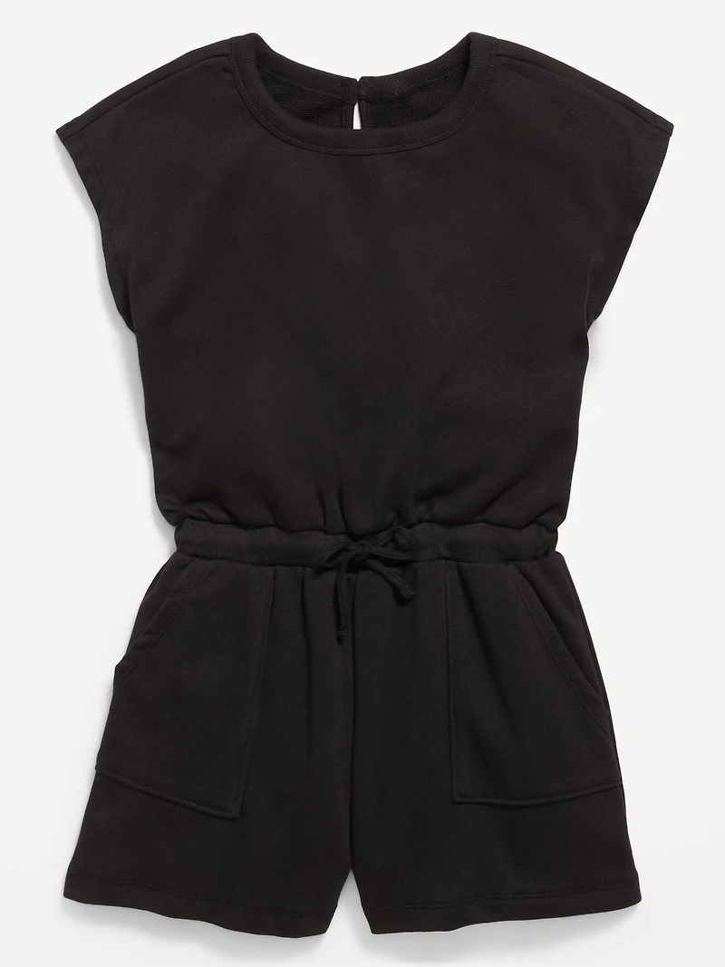 Short-Sleeve French Terry Utility Romper for Girls