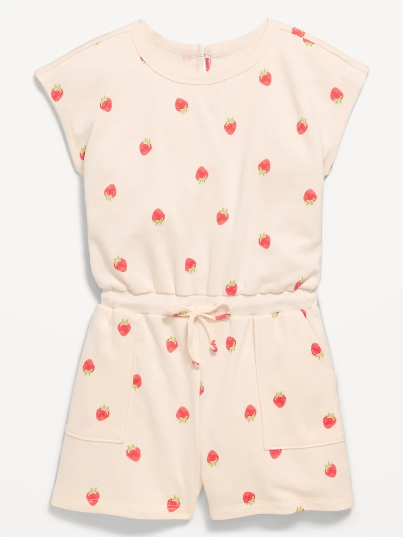 Short-Sleeve French Terry Utility Romper for Girls