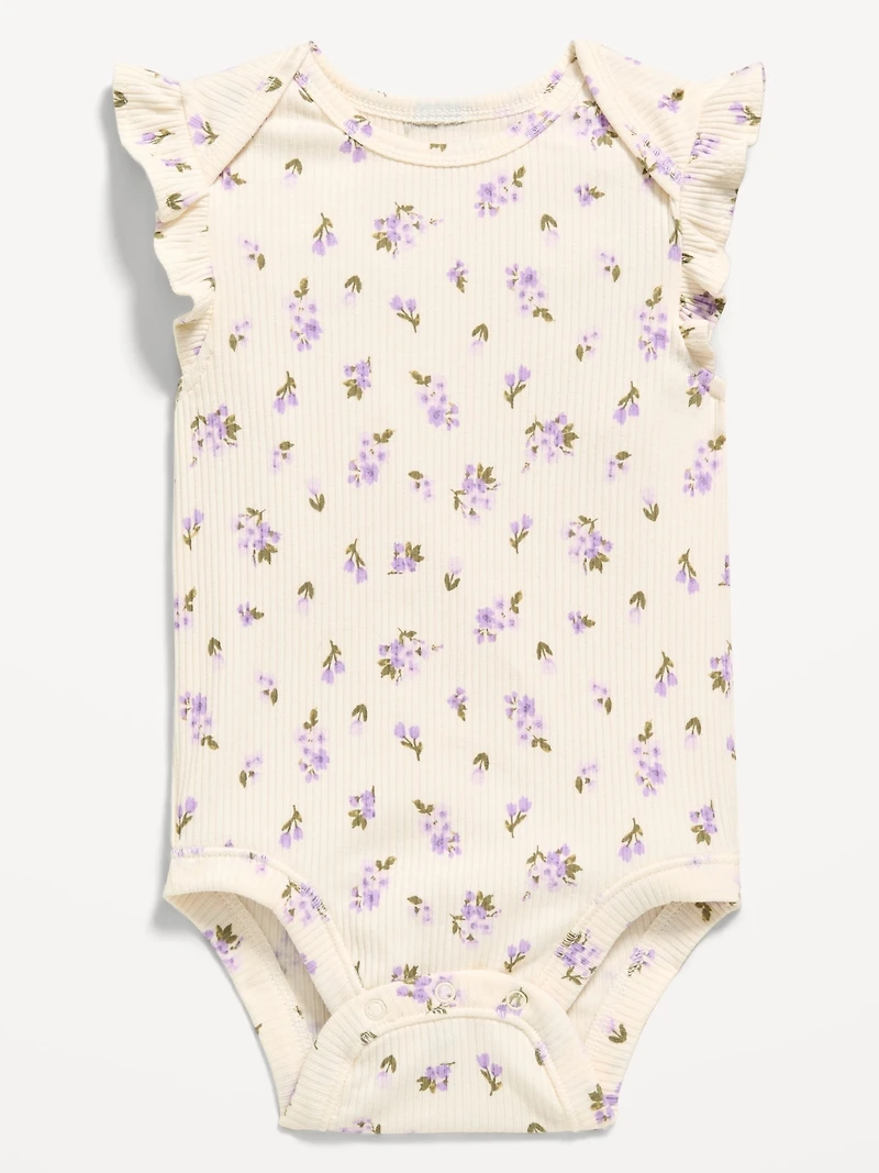 Short-Sleeve Ruffle-Trim Ribbed Bodysuit for Baby