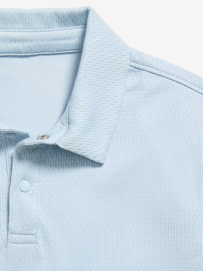 Short-Sleeve Textured Mesh Polo Shirt for Boys