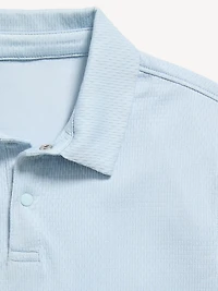 Short-Sleeve Textured Mesh Polo Shirt for Boys