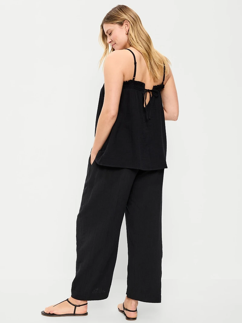 Maternity Rollover-Waist Barrel Leg Ankle Pants