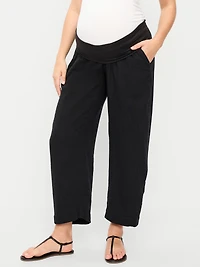 Maternity Rollover-Waist Barrel Leg Ankle Pants