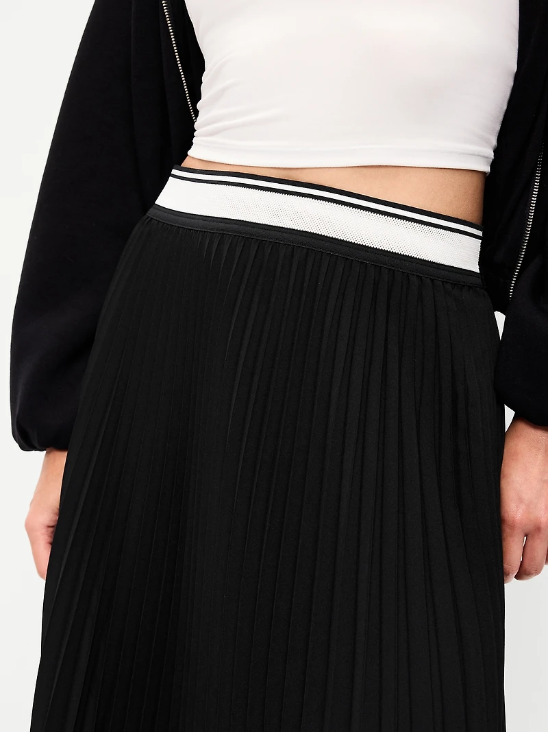 StretchTech Pleated Midi Skirt