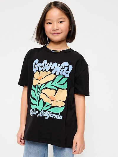 Short-Sleeve Oversized Graphic T-Shirt for Girls