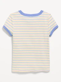 Fitted Short-Sleeve Ribbed Ringer T-Shirt for Girls