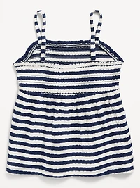 Printed Sleeveless Textured Smocked Top for Girls