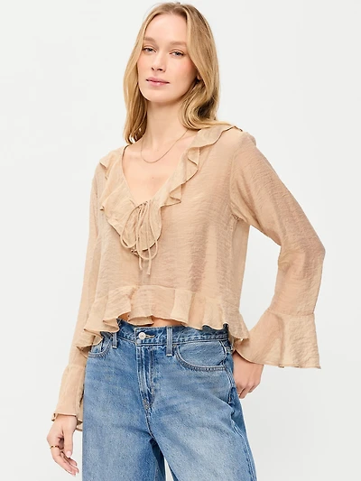 Bell-Sleeve Ruffle Top