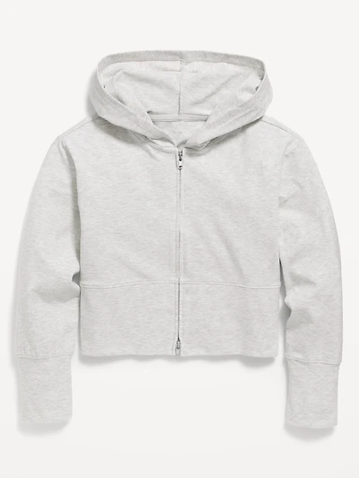 Fitted Cropped 2-Way-Zip Hoodie for Girls