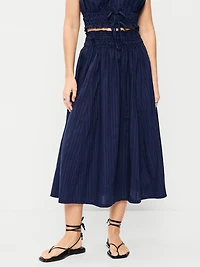 Smocked-Waist Midi Skirt
