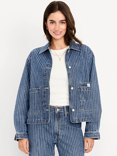 Cropped Jean Chore Jacket