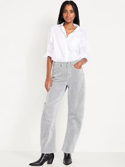 High-Waisted Baggy Barrel Jeans