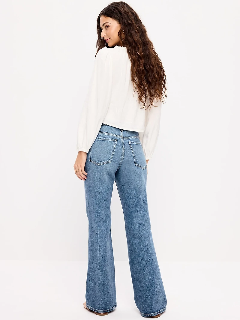 Mid-Rise Loose Boot-Cut Jeans