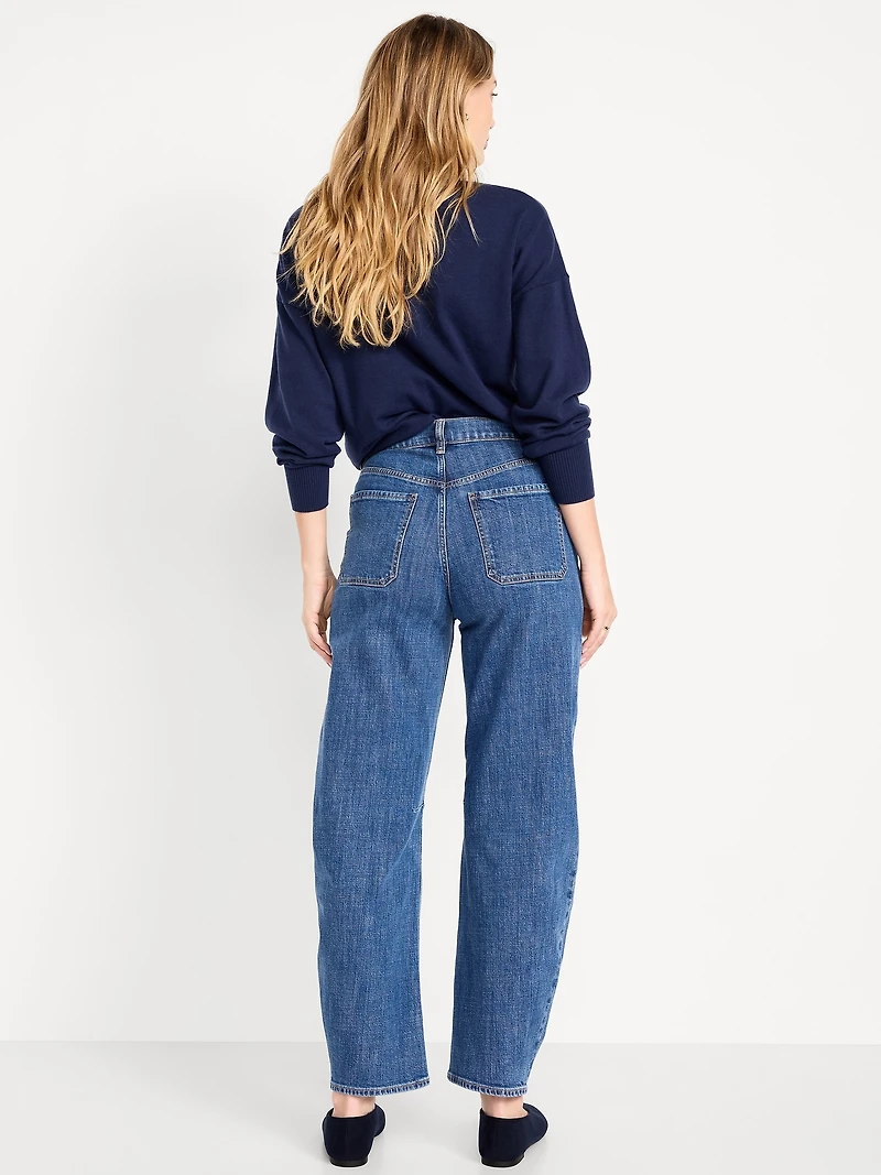 High-Waisted Baggy Barrel Utility Jeans